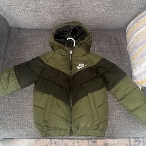 Nike Kids Olive and Black Puffer Jacket